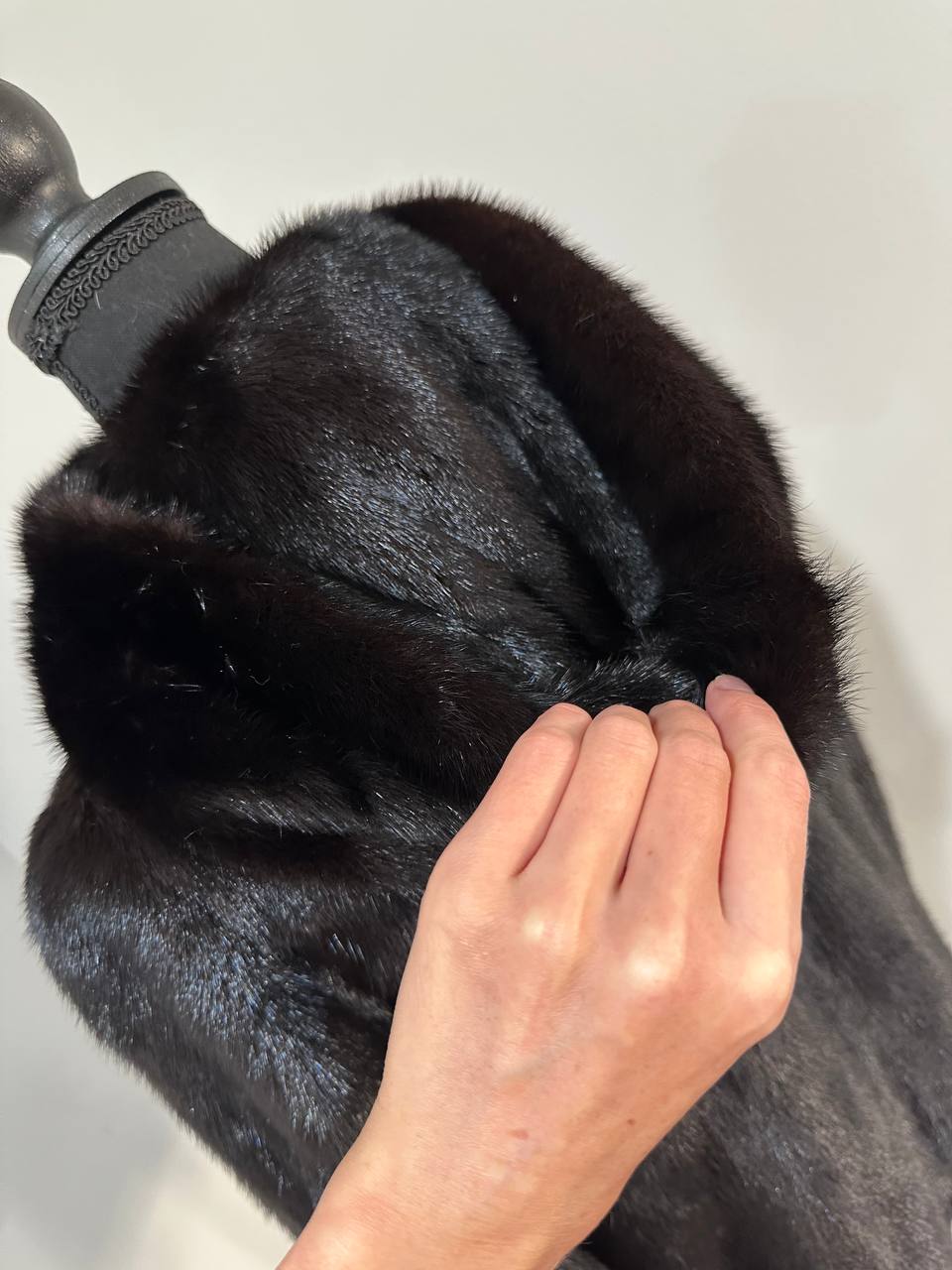 New Luxury Black Real Mink Jacket Cobra Hood Size Medium by FURSTAR M 1201127