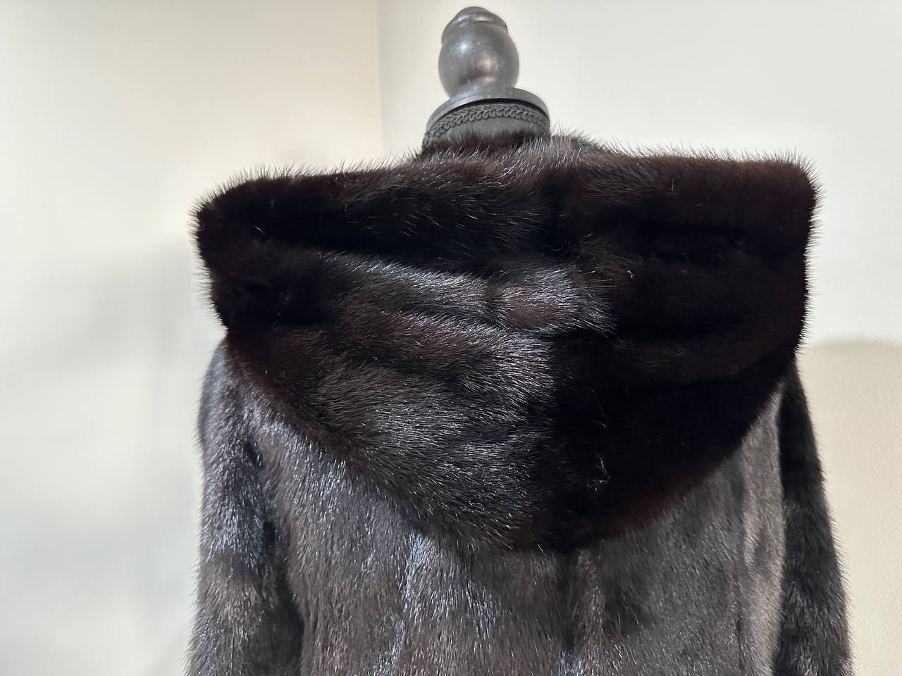New Luxury Black Real Mink Jacket Cobra Hood Size Medium by FURSTAR M 1201127