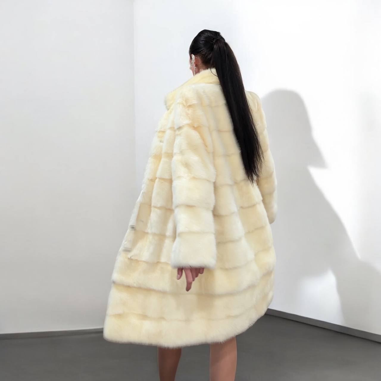 NEW MINK FUR coat size M 1201114 HORIZONTAL long sleeve jacket GENUINE