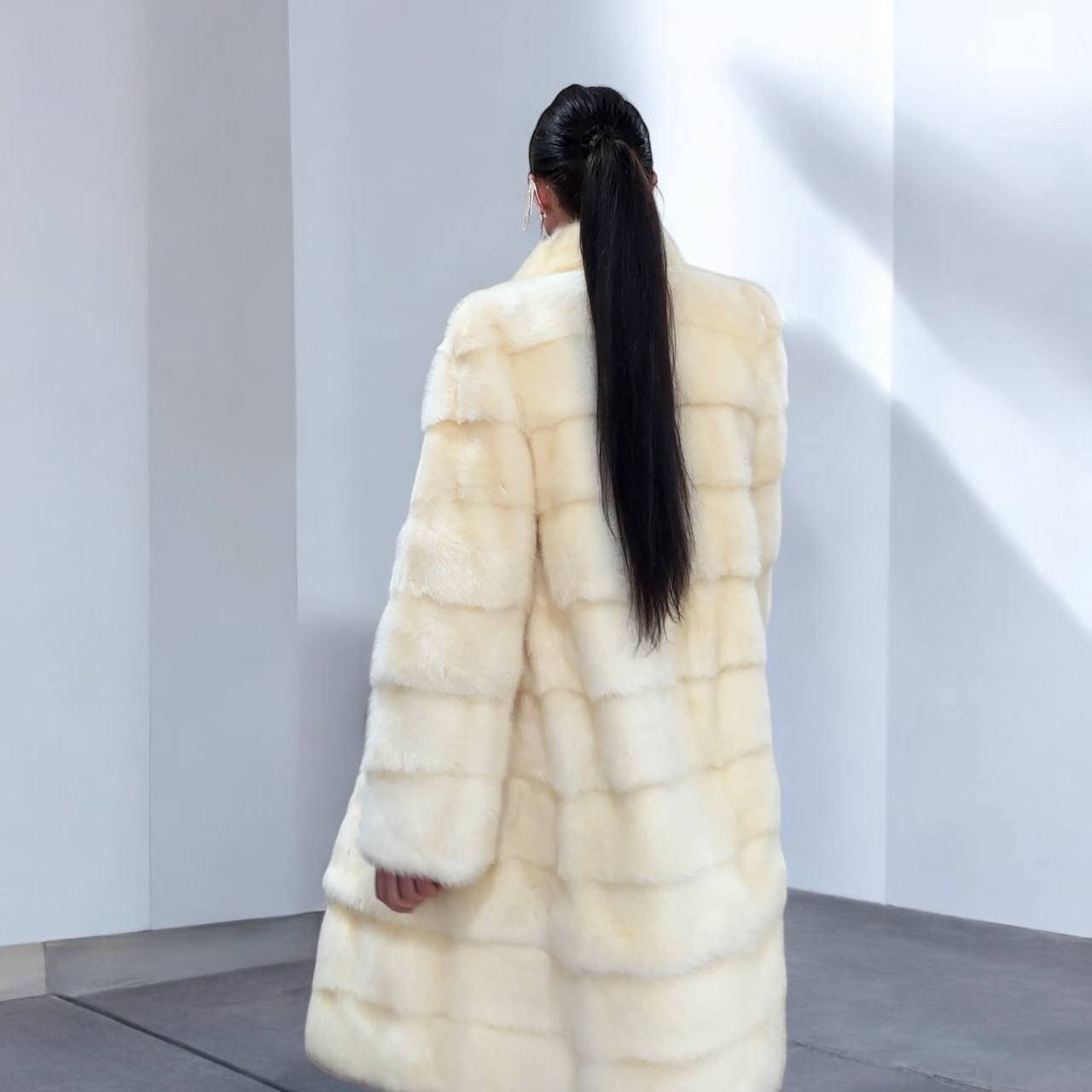 NEW MINK FUR coat size M 1201114 HORIZONTAL long sleeve jacket GENUINE