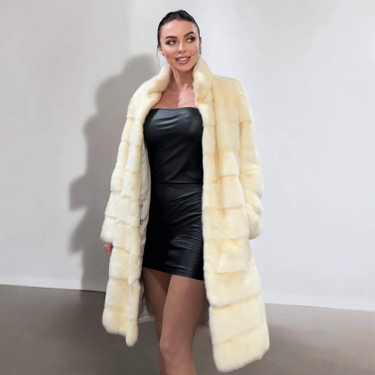 NEW MINK FUR coat size M 1201114 HORIZONTAL long sleeve jacket GENUINE