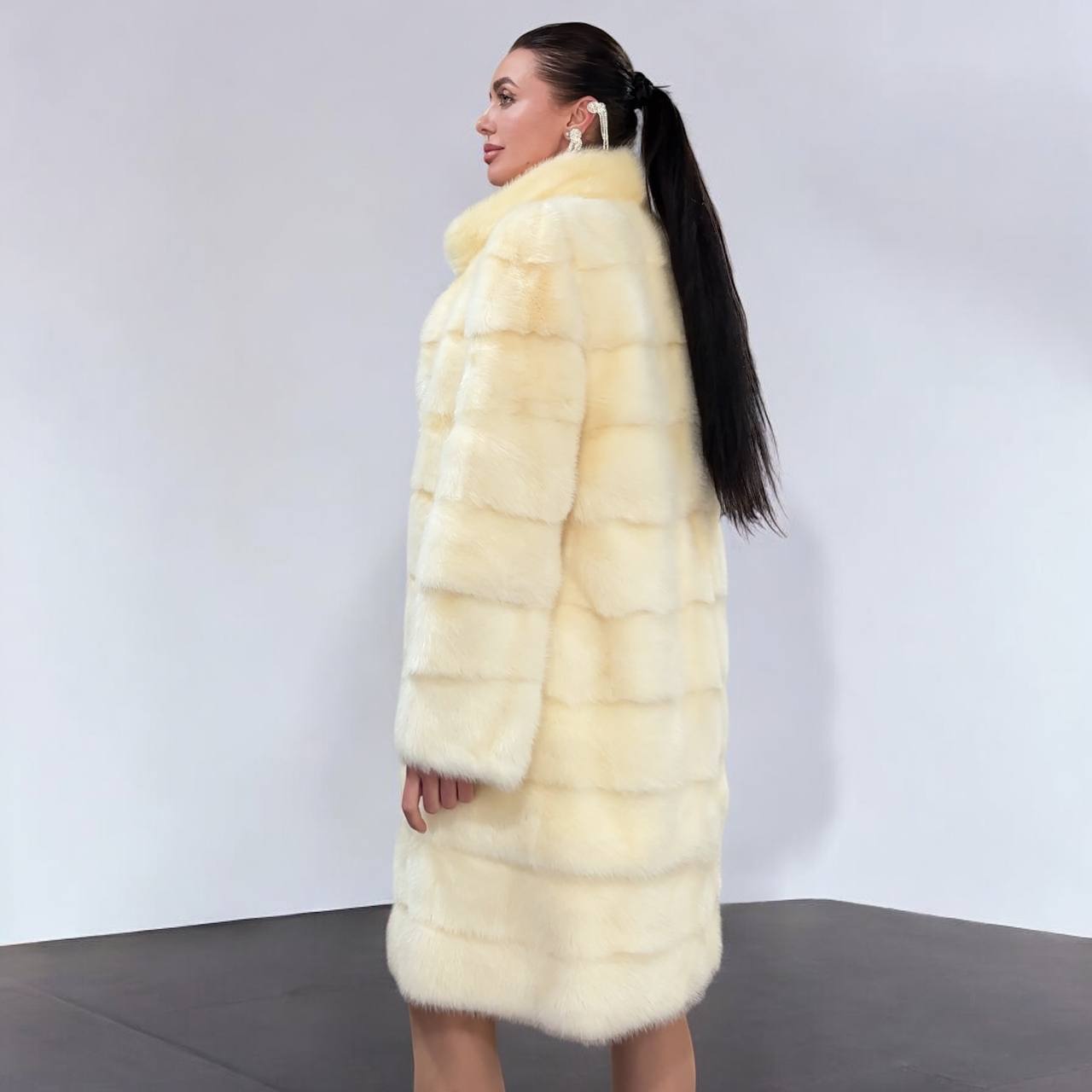 NEW MINK FUR coat size M 1201114 HORIZONTAL long sleeve jacket GENUINE