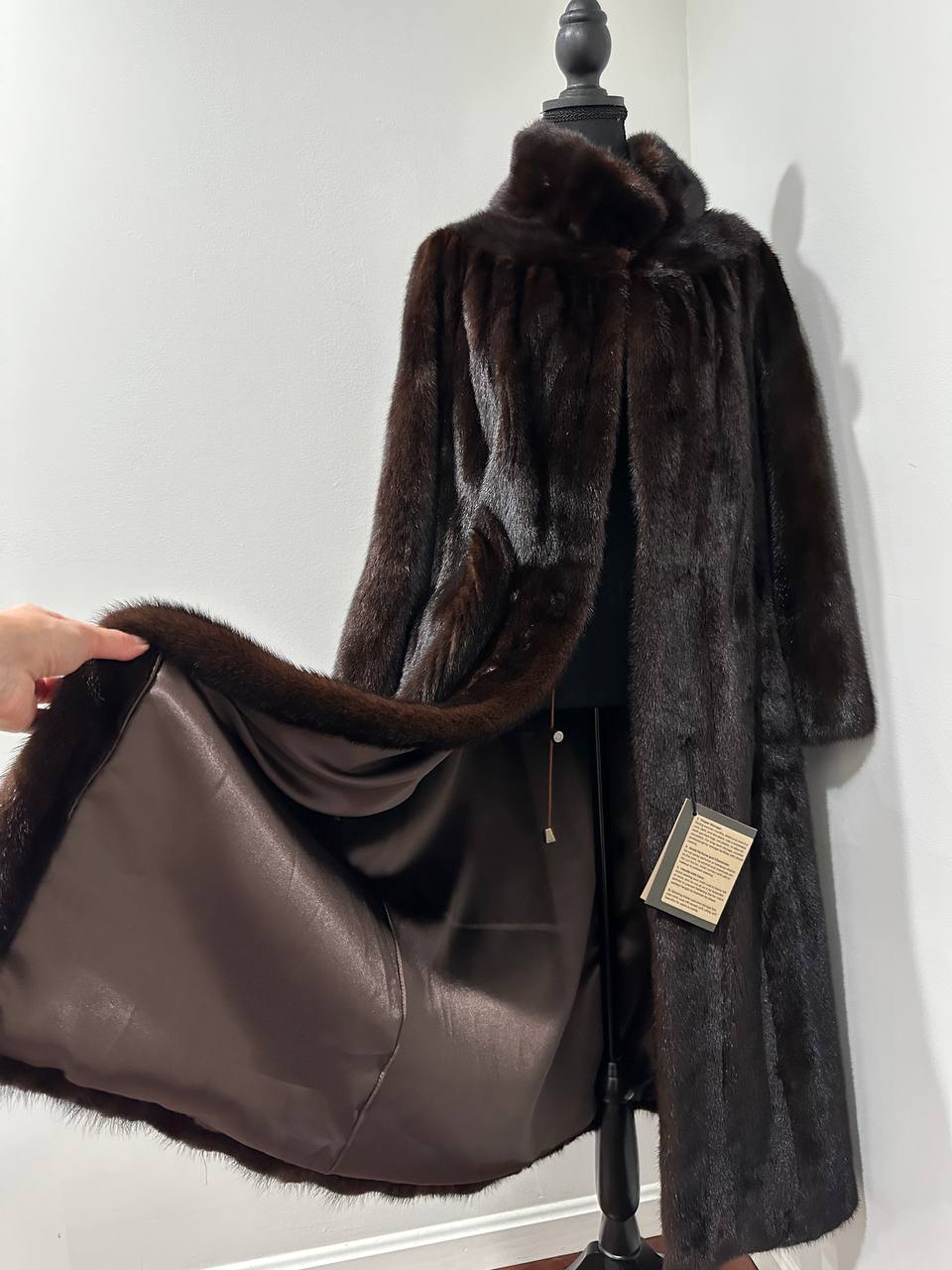 NEW Genuine Real Mink Fur coat jacket 1201008 size XL dark brown Female