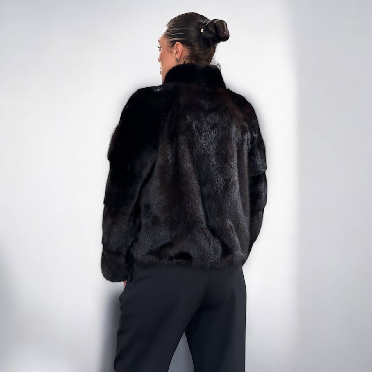 genuine real mink fur coat jacket 1201092 size M new dark brown COLOR NEW