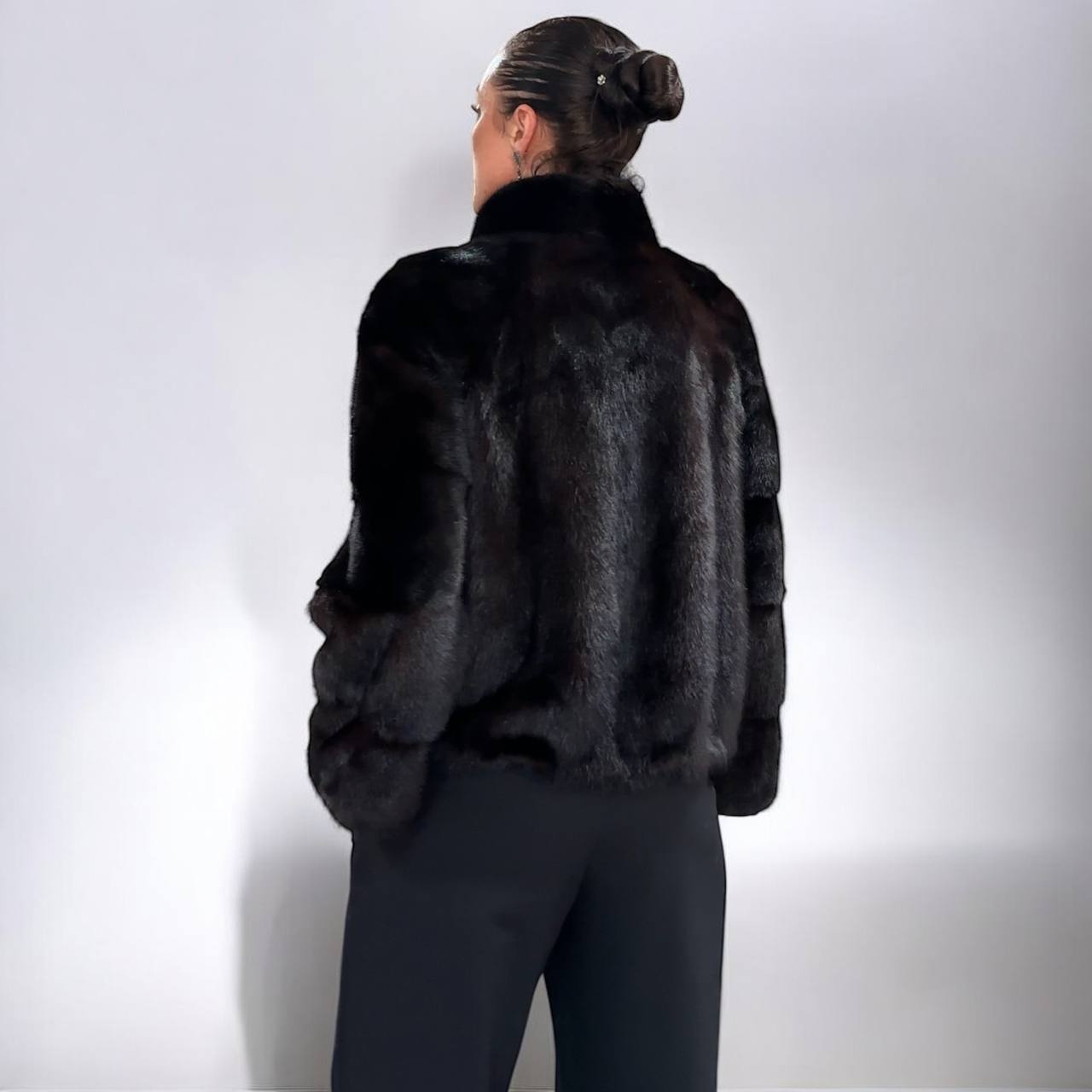 genuine real mink fur coat jacket 1201092 size M new dark brown COLOR NEW