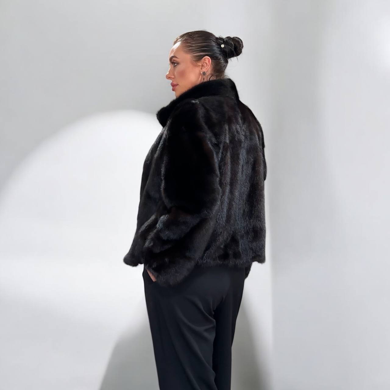 genuine real mink fur coat jacket 1201092 size M new dark brown COLOR NEW