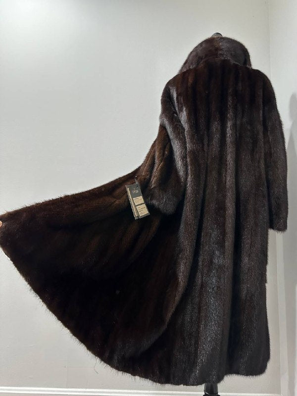 NEW REAL 100% Genuine Mink FUR coat full leng 1201014 size XL FURSTAR Dark BROWN