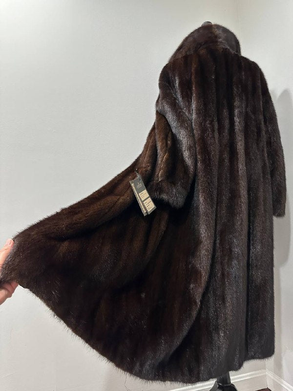 NEW REAL 100% Genuine Mink FUR coat full leng 1201014 size XL FURSTAR Dark BROWN