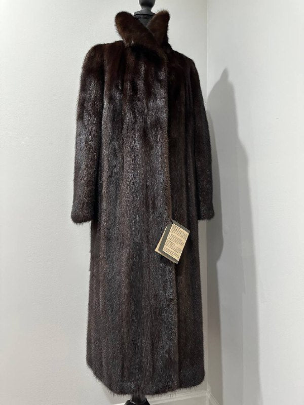 NEW REAL 100% Genuine Mink FUR coat full leng 1201014 size XL FURSTAR Dark BROWN
