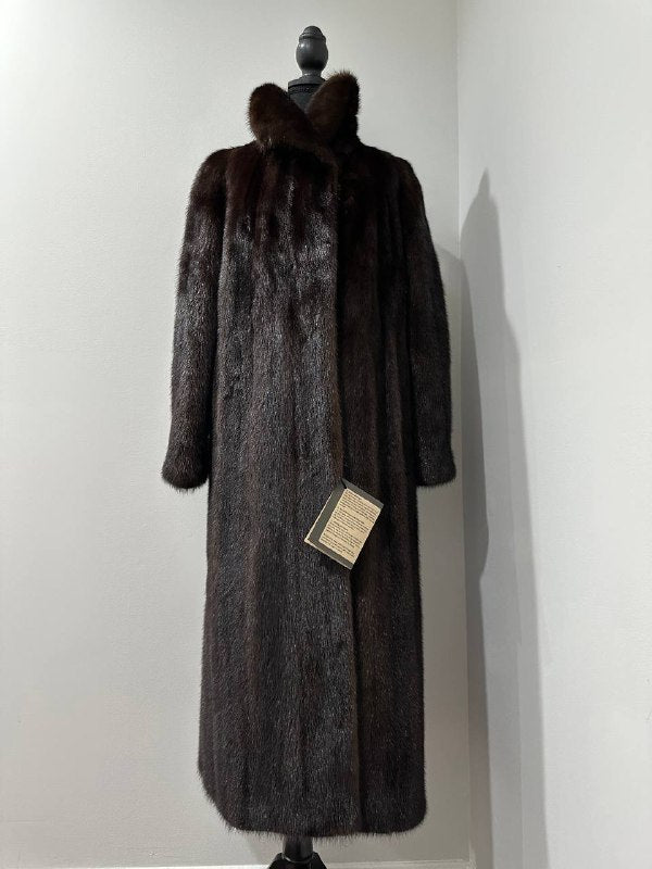 NEW REAL 100% Genuine Mink FUR coat full leng 1201014 size XL FURSTAR Dark BROWN