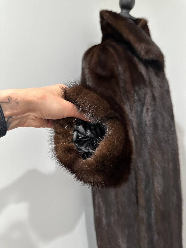 NEW REAL 100% Genuine Mink FUR coat full leng 1201014 size XL FURSTAR Dark BROWN