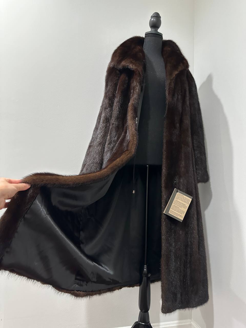 NEW REAL 100% Genuine Mink FUR coat full leng 1201014 size XL FURSTAR Dark BROWN