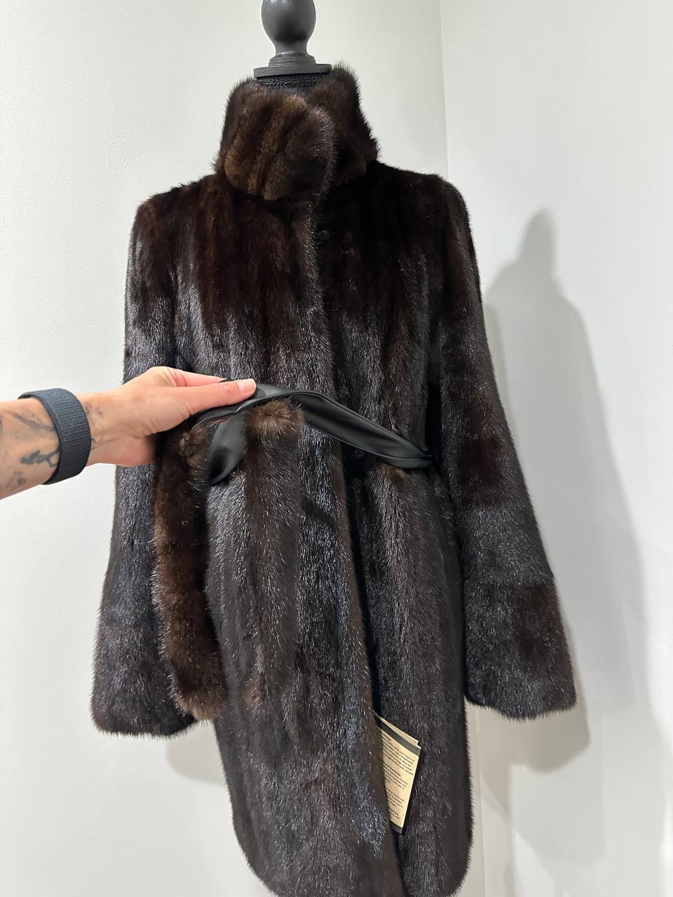 Luxury Womens Real Mink Fur jacket coat 1109822 Long genuine fur size L NEW