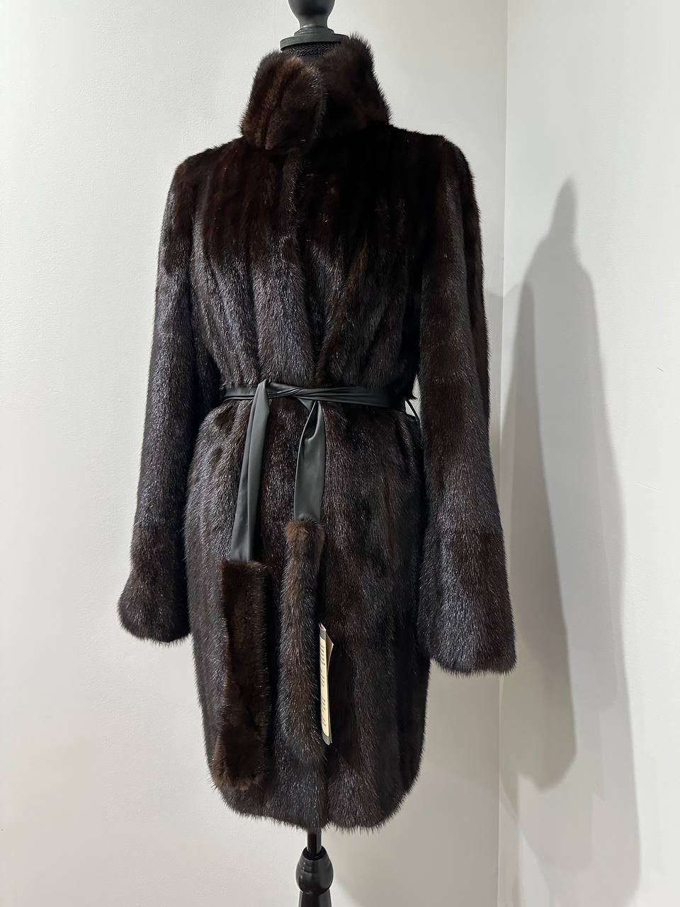 Luxury Womens Real Mink Fur jacket coat 1109822 Long genuine fur size L NEW