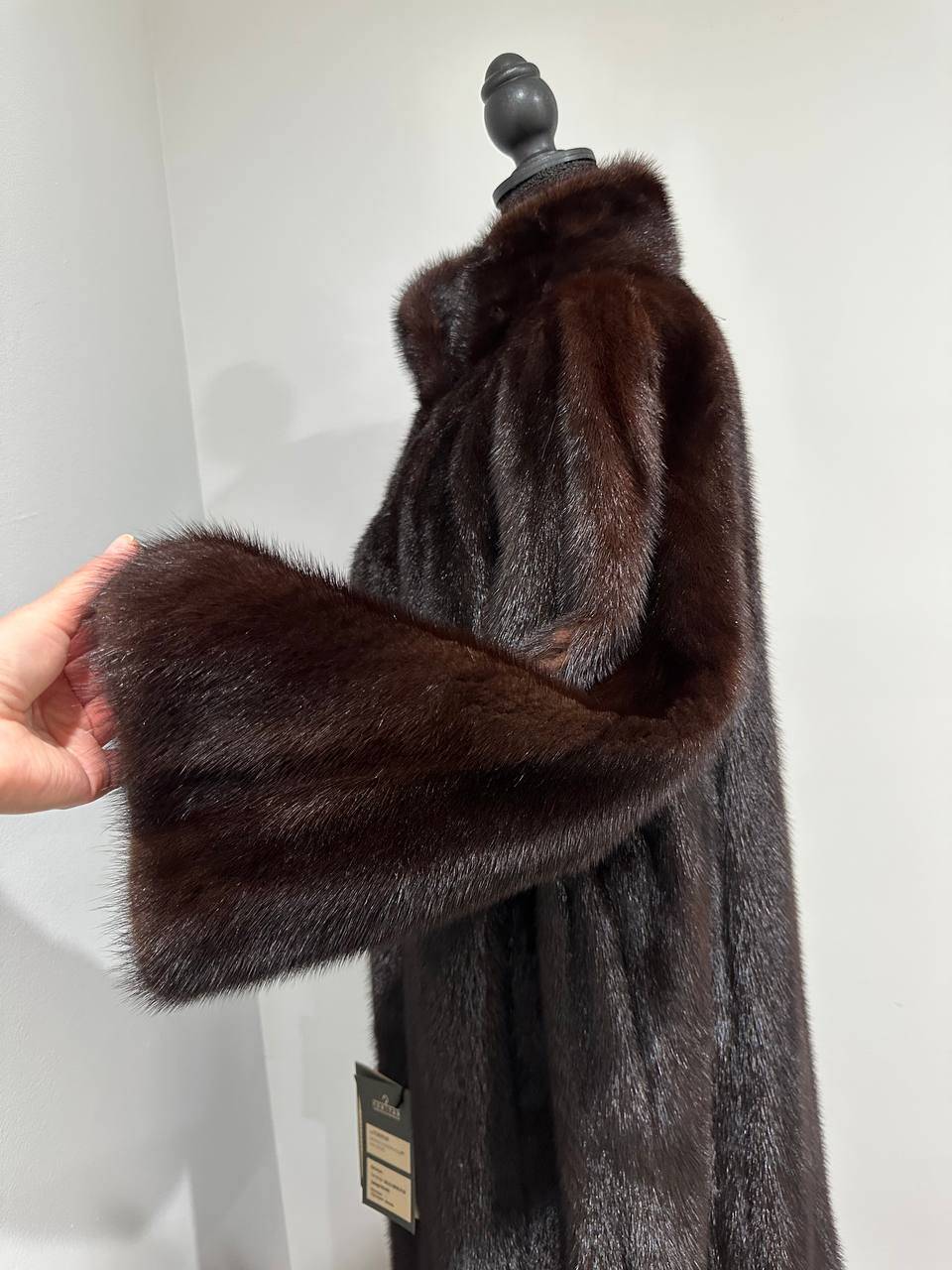 Women Real Mink Fur coat long dark brown color size 2XL NEW 1109961 FURSTAR