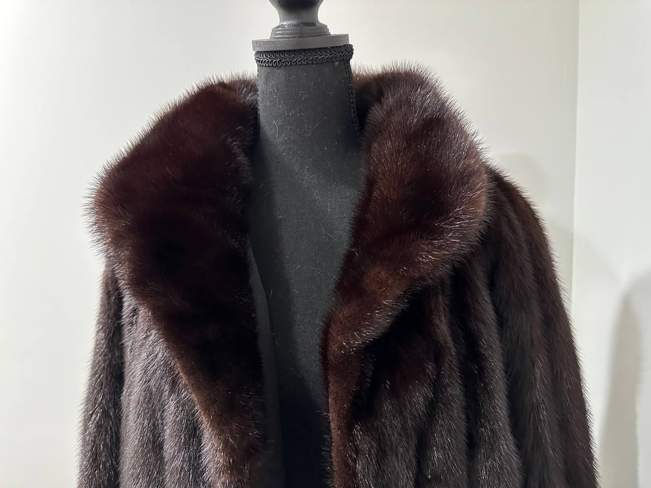 Women Real Mink Fur coat long dark brown color size 2XL NEW 1109961 FURSTAR