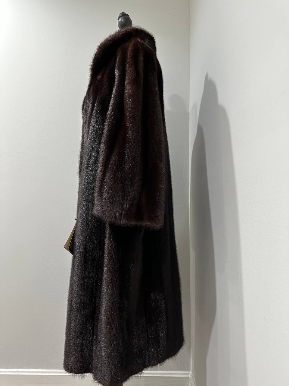 Women Real Mink Fur coat long dark brown color size 2XL NEW 1109961 FURSTAR