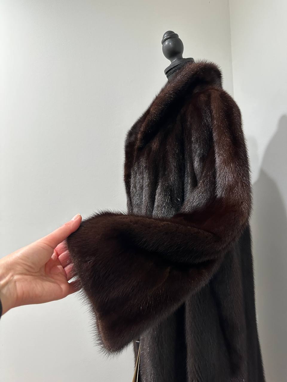 Women Real Mink Fur coat long dark brown color size 2XL NEW 1109961 FURSTAR