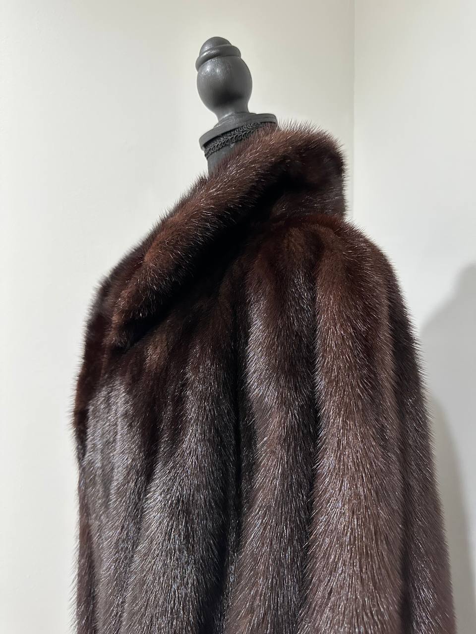 Women Real Mink Fur coat long dark brown color size 2XL NEW 1109961 FURSTAR