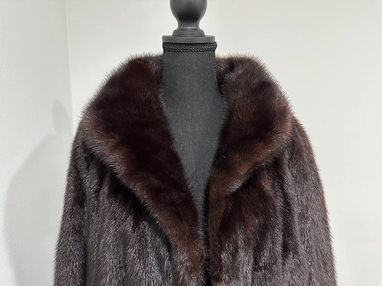 Women Real Mink Fur coat long dark brown color size 2XL NEW 1109961 FURSTAR