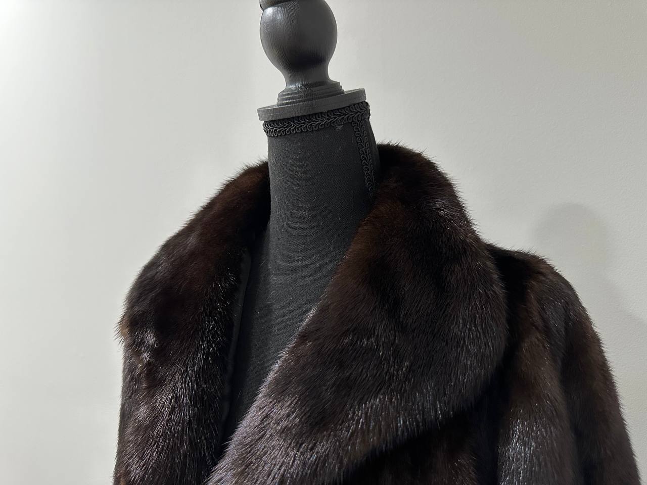 Mink Fur Coat Women Real Genuine dark brown size M NEW 1109926 FURSTAR BELTED