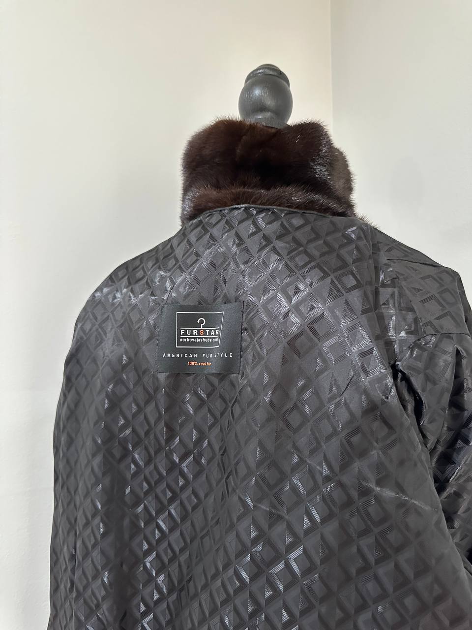 New Genuine Real Mink Fur coat jacket 1201046 Size XL dark brown BRAND FURSTAR