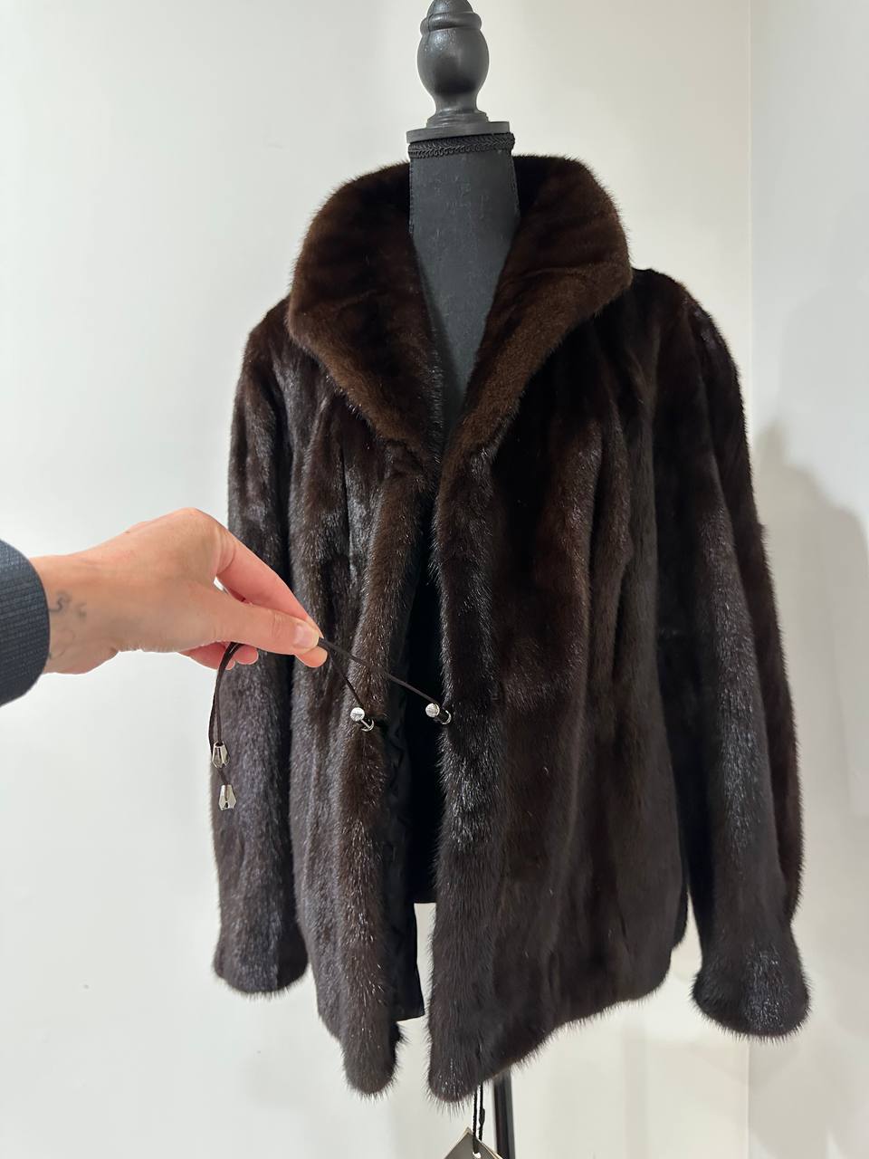 New Genuine Real Mink Fur coat jacket 1201046 Size XL dark brown BRAND FURSTAR
