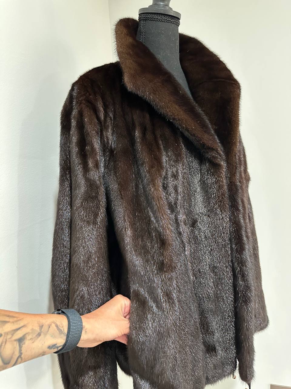 New Genuine Real Mink Fur coat jacket 1201046 Size XL dark brown BRAND FURSTAR