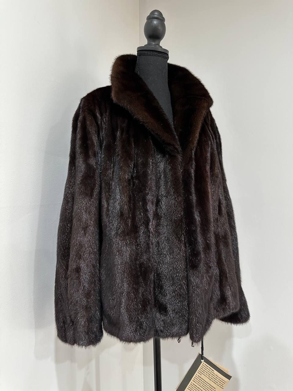 New Genuine Real Mink Fur coat jacket 1201046 Size XL dark brown BRAND FURSTAR