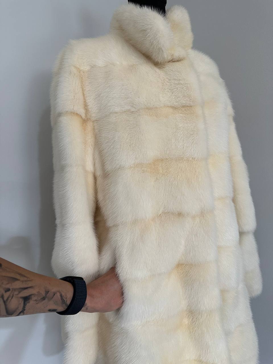 NEW MINK FUR coat size M 1201114 HORIZONTAL long sleeve jacket GENUINE