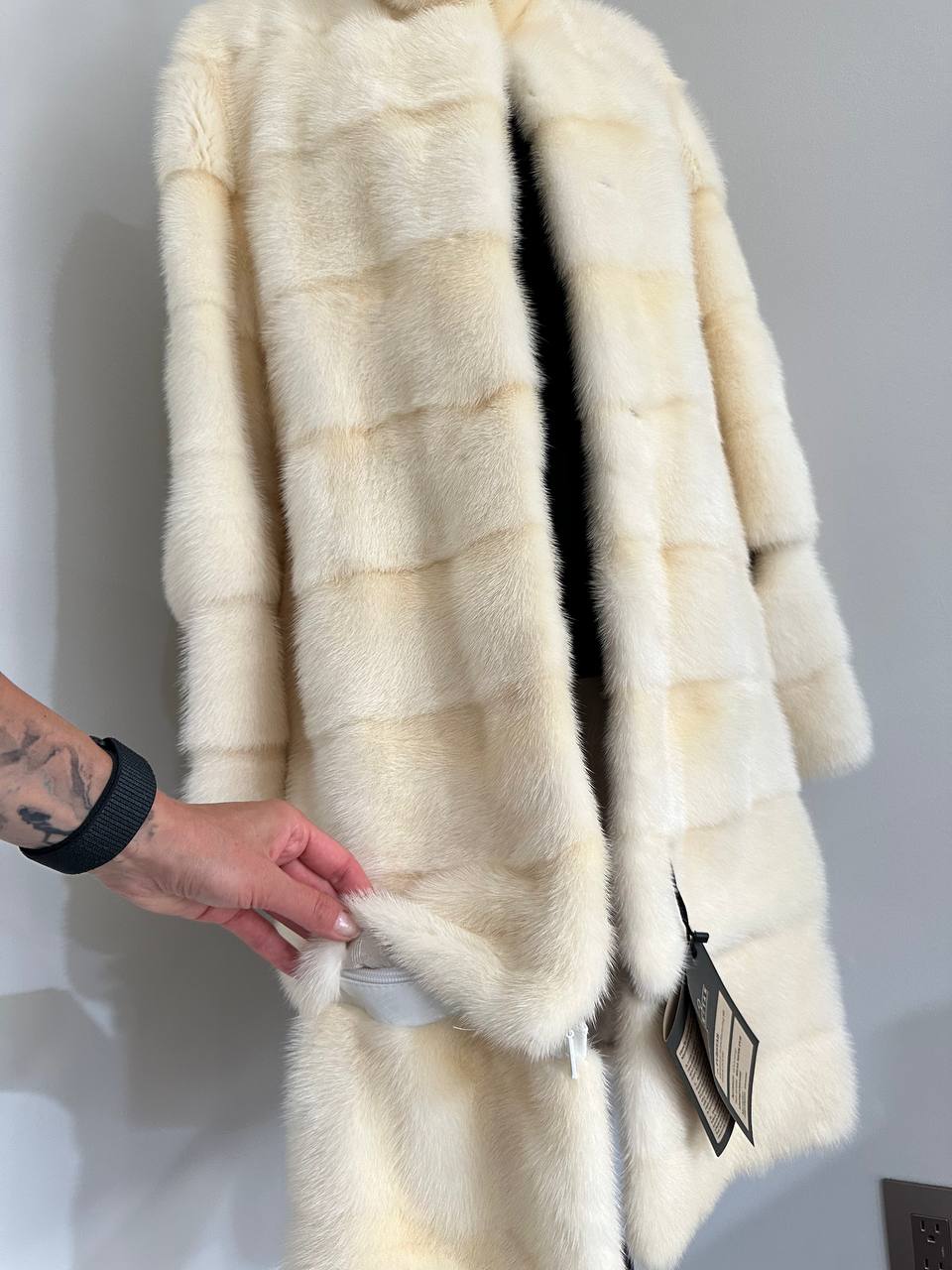 NEW MINK FUR coat size M 1201114 HORIZONTAL long sleeve jacket GENUINE