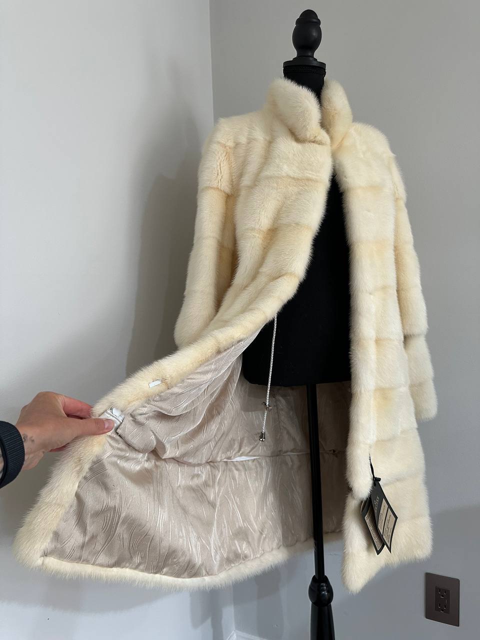 NEW MINK FUR coat size M 1201114 HORIZONTAL long sleeve jacket GENUINE