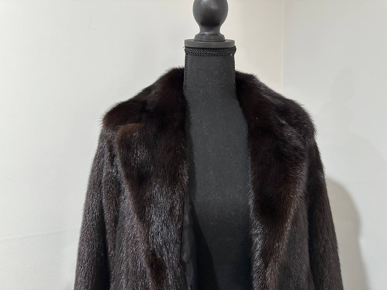 women real mink fur coat dark brown color size M NEW 1109906 GENUINE