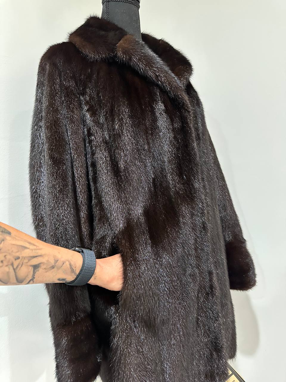 women real mink fur coat dark brown color size M NEW 1109906 GENUINE