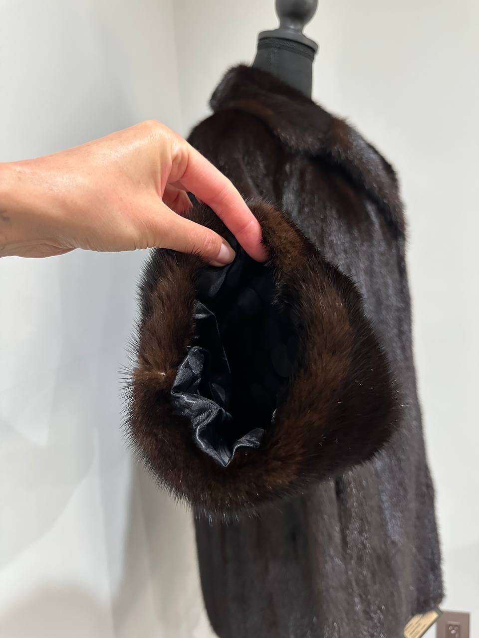 women real mink fur coat dark brown color size M NEW 1109906 GENUINE