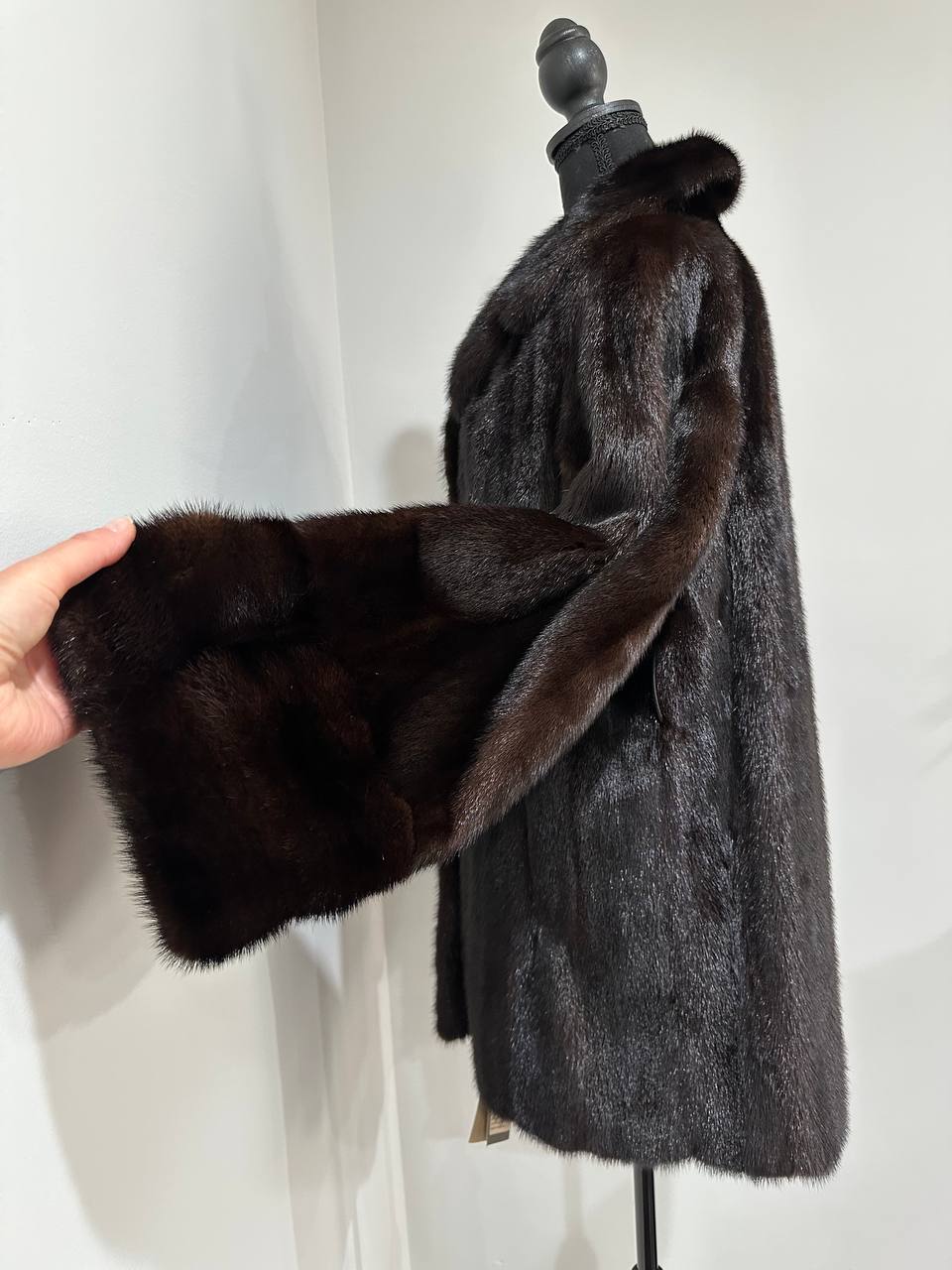 women real mink fur coat dark brown color size M NEW 1109906 GENUINE