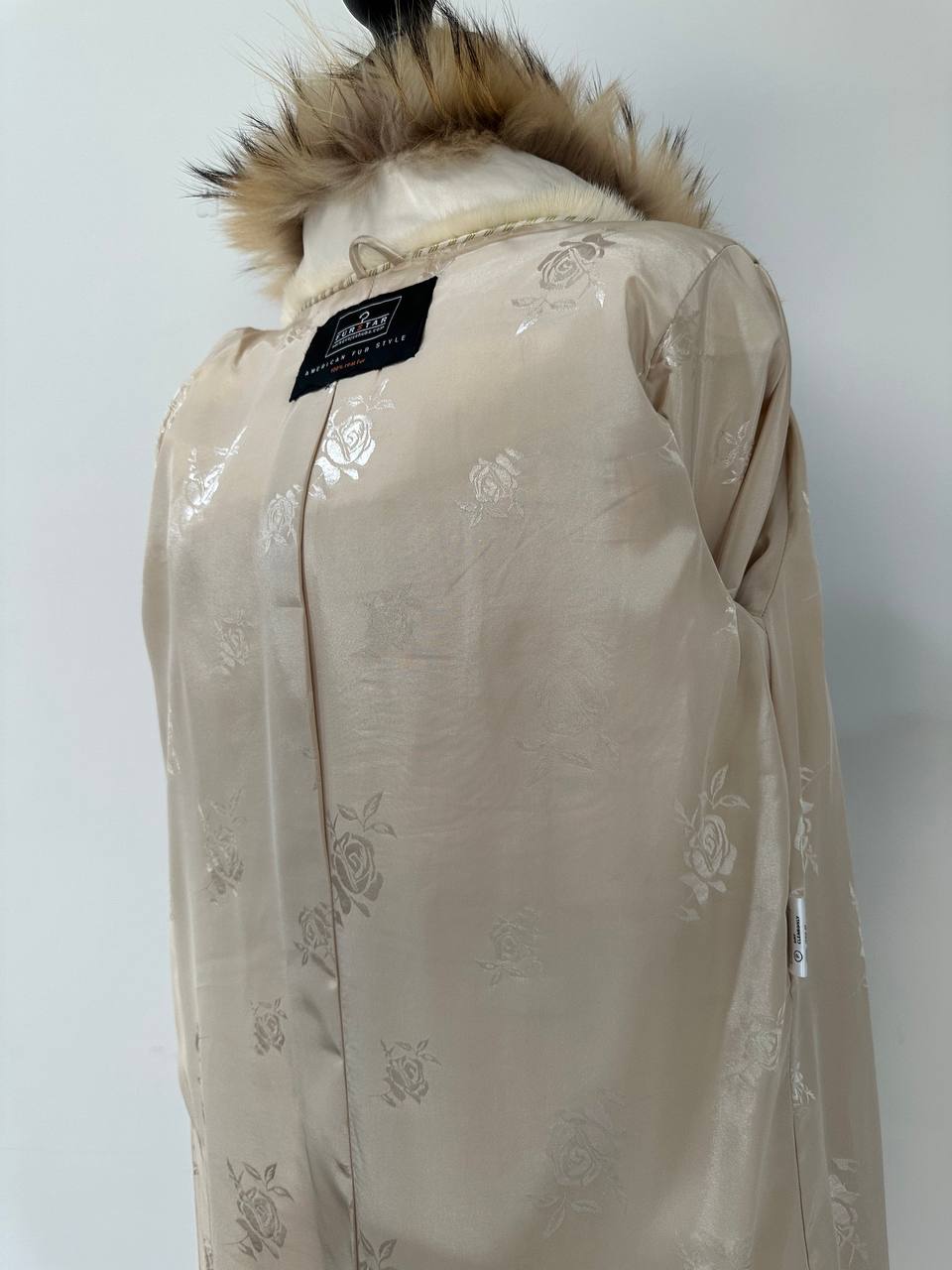 New Mink coat JACKET size XS REAL WHITE FULL SKIN lynx collar 1201005 HORIZONTAL