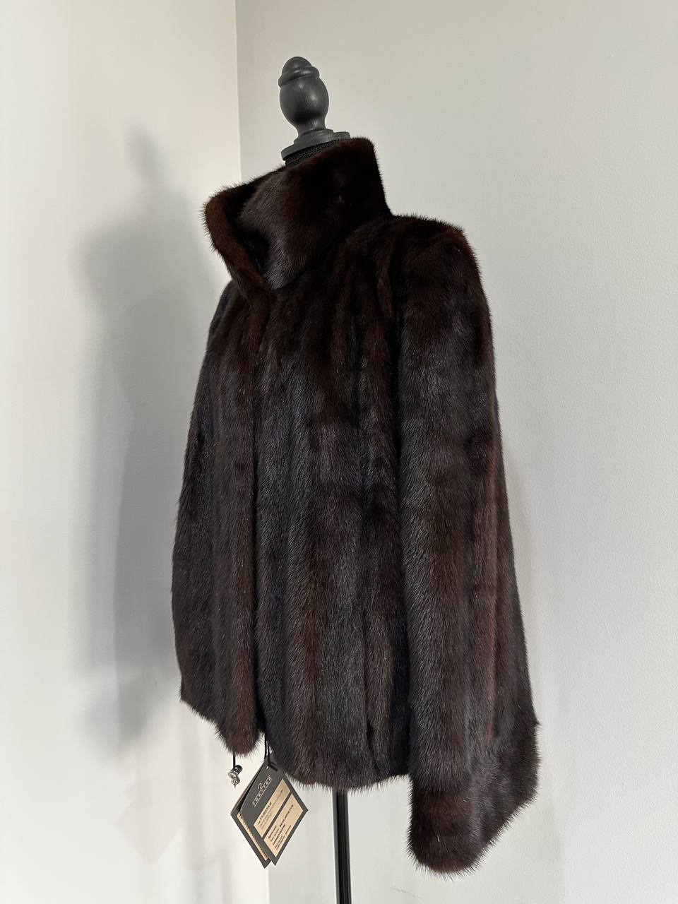 NEW Womens Real genuine Mink Fur jacket coat 2XL Bomber 1109974 Brown FURSTAR
