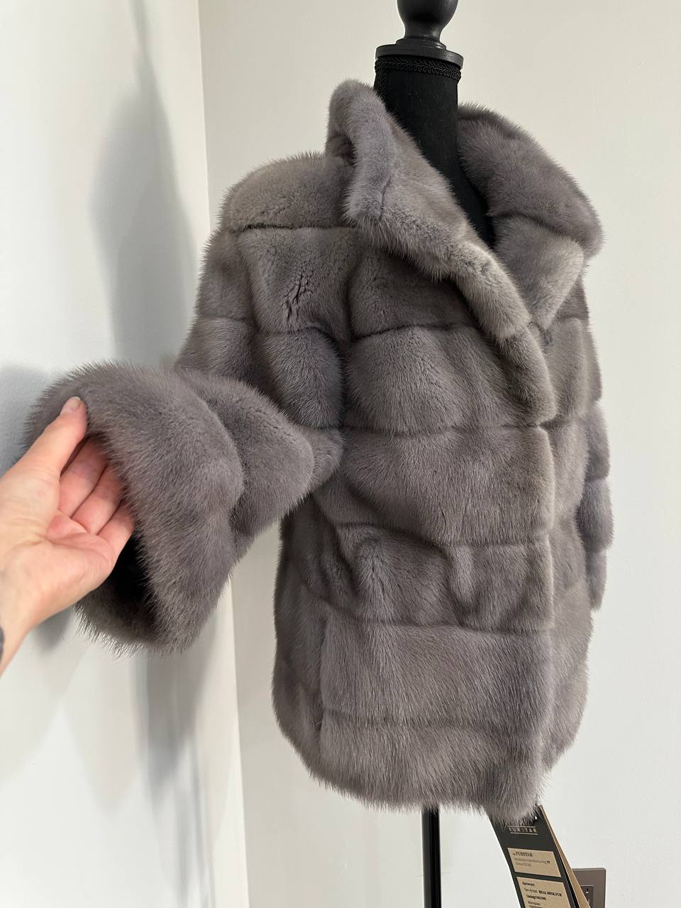 New Genuine REAL FUR 100% MINK coat Jacket  GREY SIZE XS women 1201019 FURSTAR