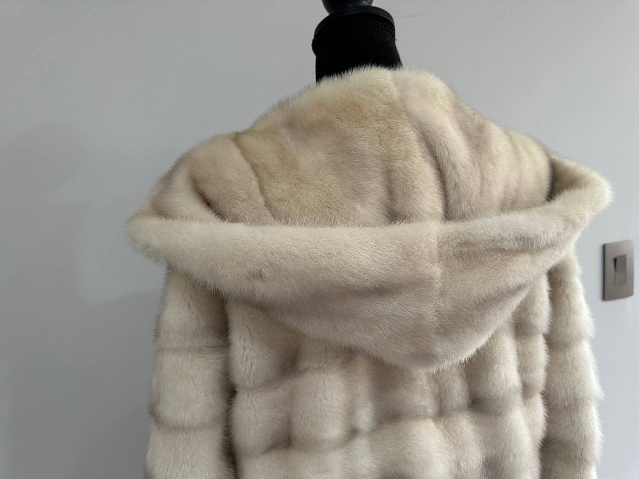 NEW MINK FUR coat size S SMALL 1201106 HORIZONTAL long sleeve jacket HOODED