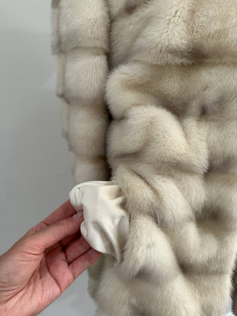 NEW MINK FUR coat size S SMALL 1201106 HORIZONTAL long sleeve jacket HOODED