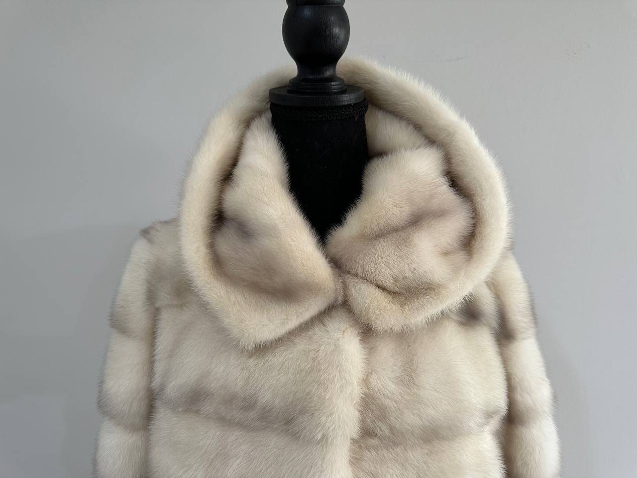 NEW MINK FUR coat size S SMALL 1201106 HORIZONTAL long sleeve jacket HOODED