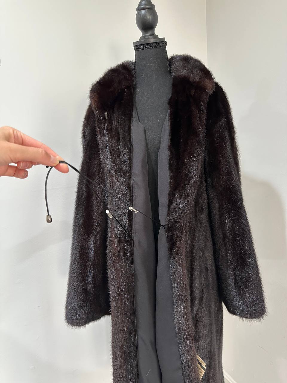 genuine real mink fur coat jacket 1109925 size XL new dark brown color NEW