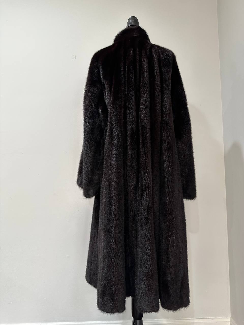 genuine real mink fur coat jacket 1109925 size XL new dark brown color NEW