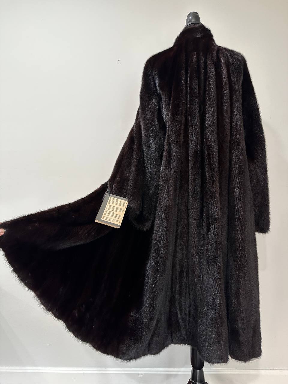 genuine real mink fur coat jacket 1109925 size XL new dark brown color NEW