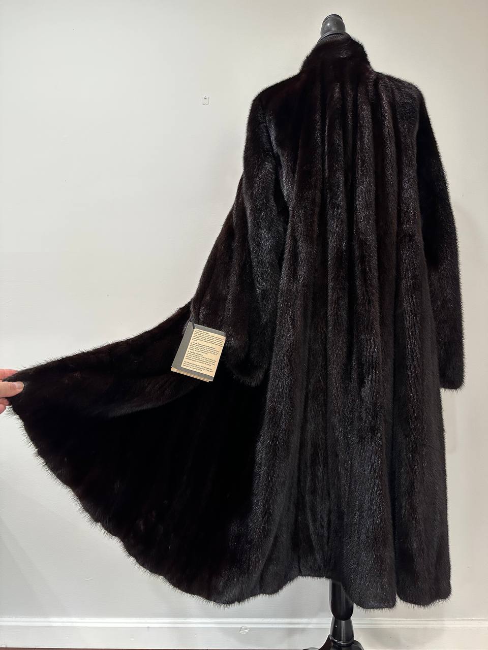 genuine real mink fur coat jacket 1109925 size XL new dark brown color NEW