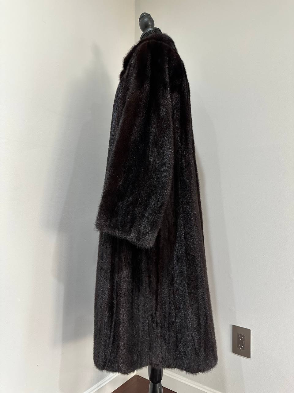 genuine real mink fur coat jacket 1109925 size XL new dark brown color NEW