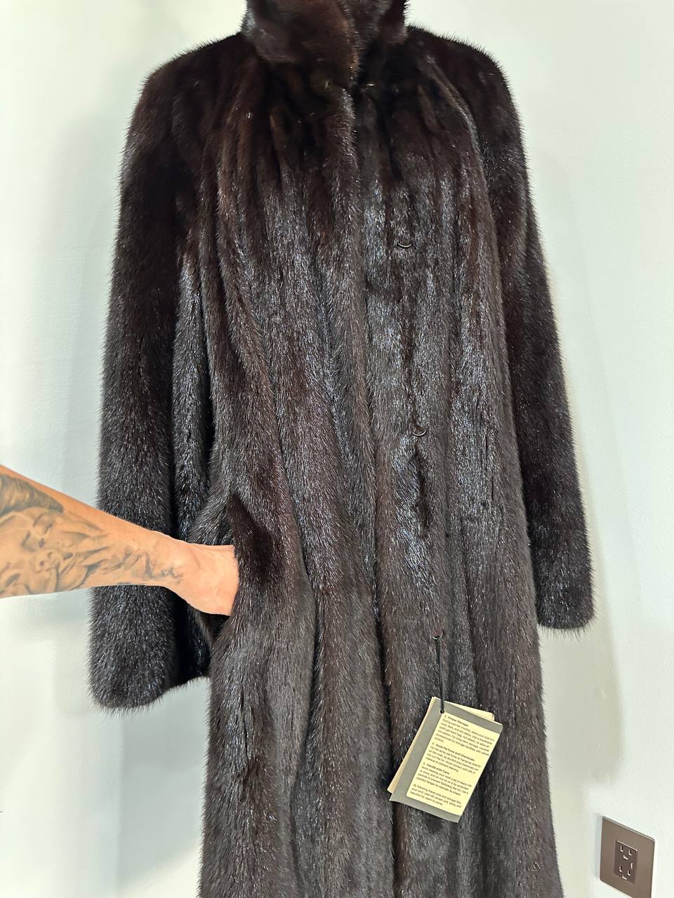 genuine real mink fur coat jacket 1109925 size XL new dark brown color NEW