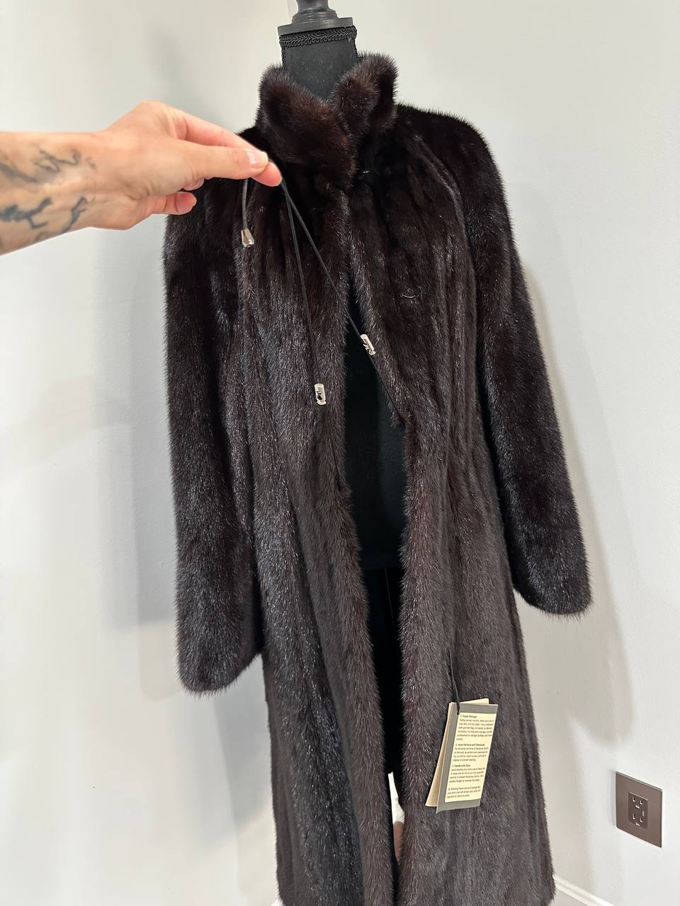 genuine real mink fur coat jacket 1109925 size XL new dark brown color NEW