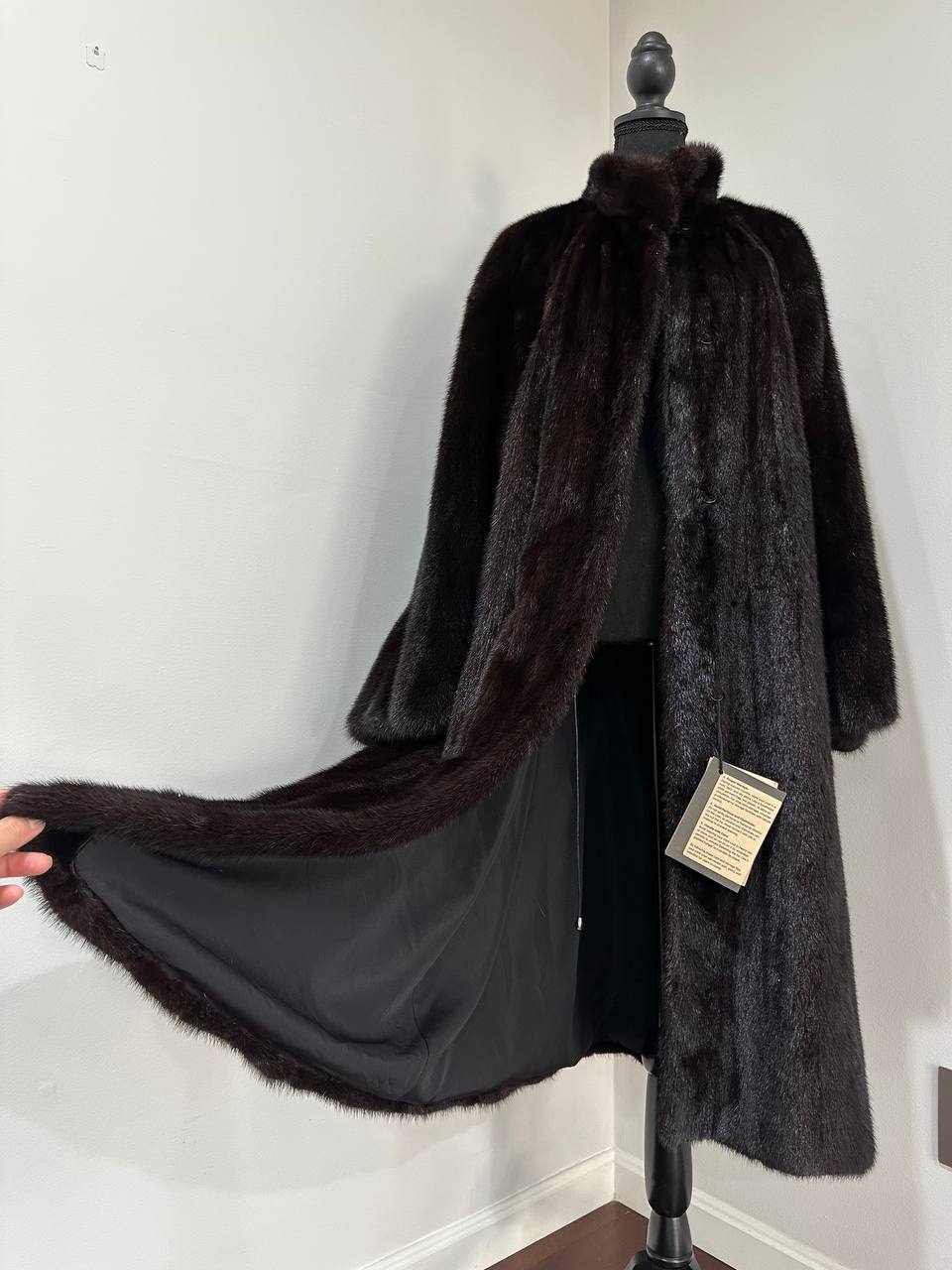 genuine real mink fur coat jacket 1109925 size XL new dark brown color NEW